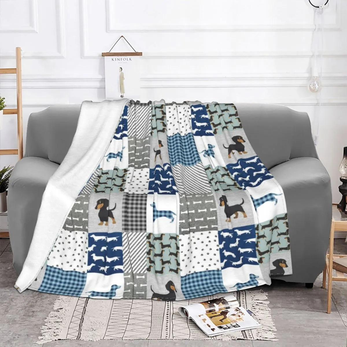 Filtar Dachshund Söt filt Flanell Print Dog Pets Portable Ultrasoft Plaid Throw för soffa utomhus plysch tunn 230909