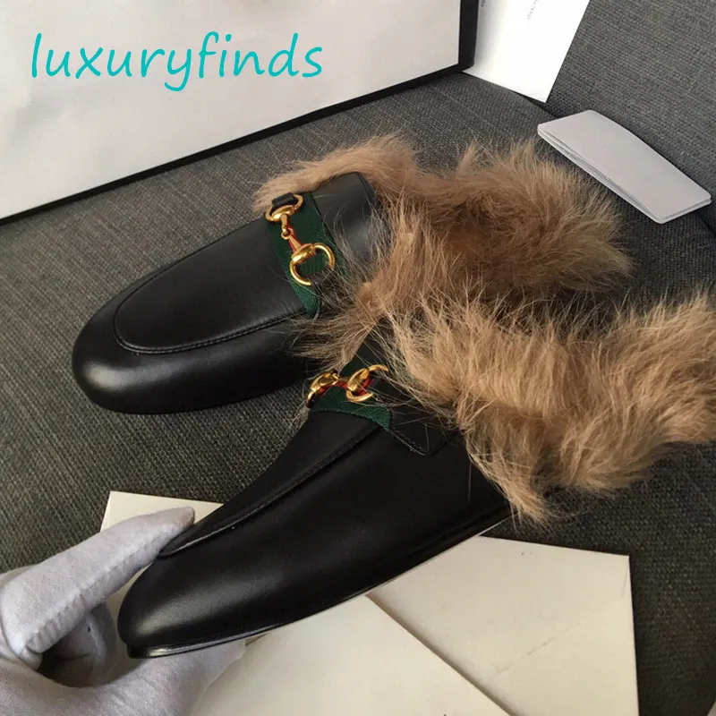 Fur loafer slides sale