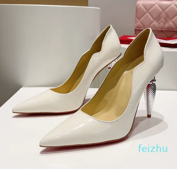 Water Diamond Cone Heel Pumps Shoes Satin Curve Pointed Toe High Heel For Luxury Designers Evening Dress Patent Leathe Formella skor