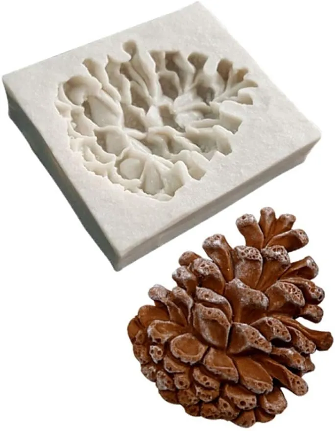 Niedlicher Weihnachts-Echinacea-Tannenzapfen, DIY 3D-Silikonform zur Herstellung von Eisblöcken, Süßigkeiten, Fondant, Schokolade, Seifen, Kuchendekoration 1224655