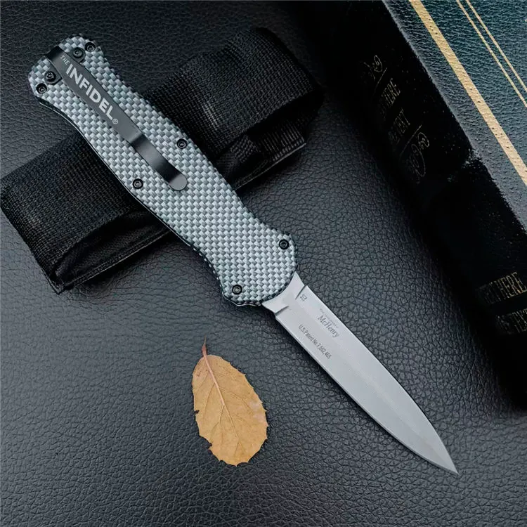 New INFIDEL 3300 Automatic Knife 3.93" 440C Blade, Aluminum alloy Handle Outdoor Camping Hunting Tactical EDC Tool BM3310 BM4600 AUTO Pocket Knives