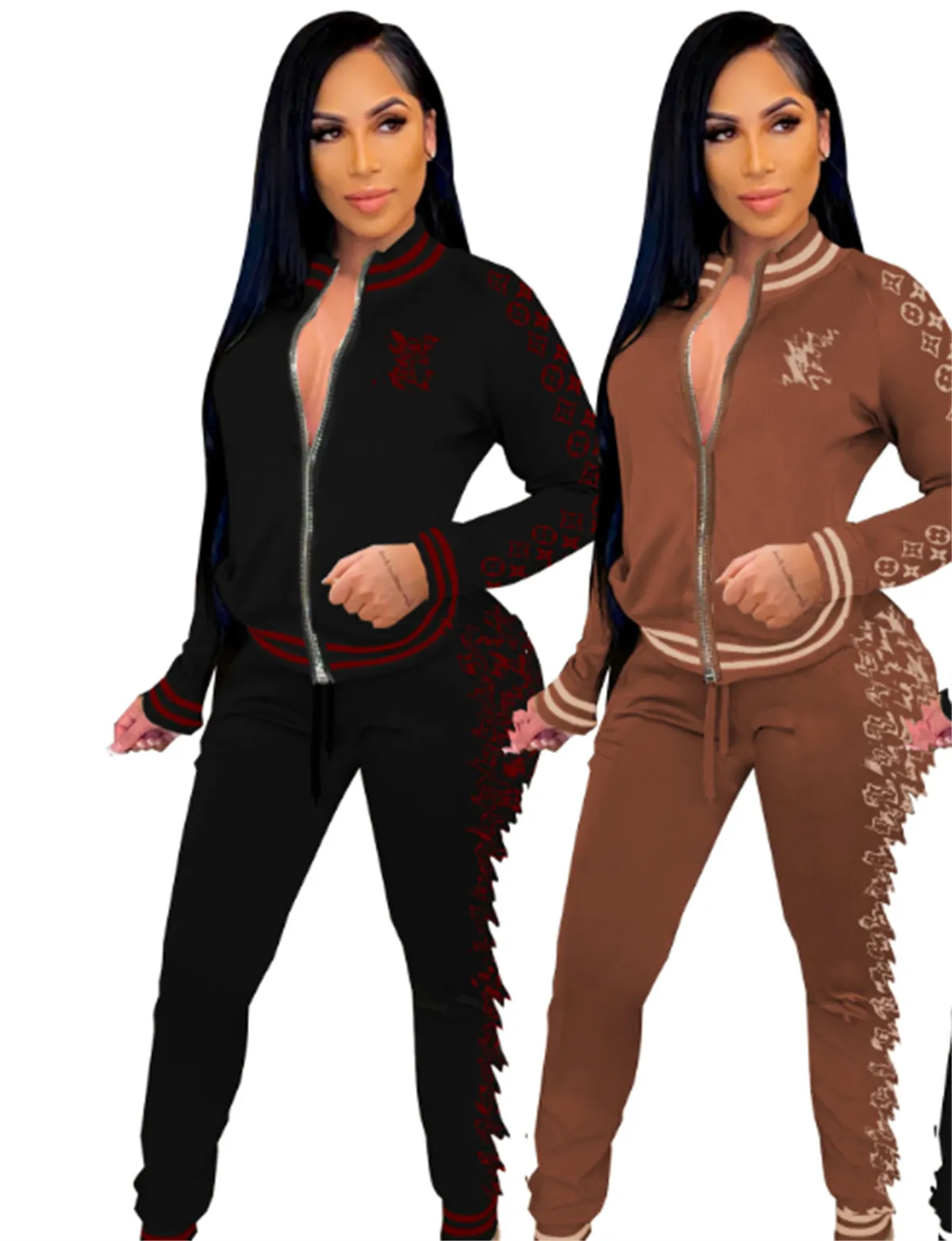 Womens Fashion Two Piece Tracksuit Set With Letter Printed Jacket And Long Pants Sports Tracksuit For Women From Outdoorsports666 26.36 DHgate.Com