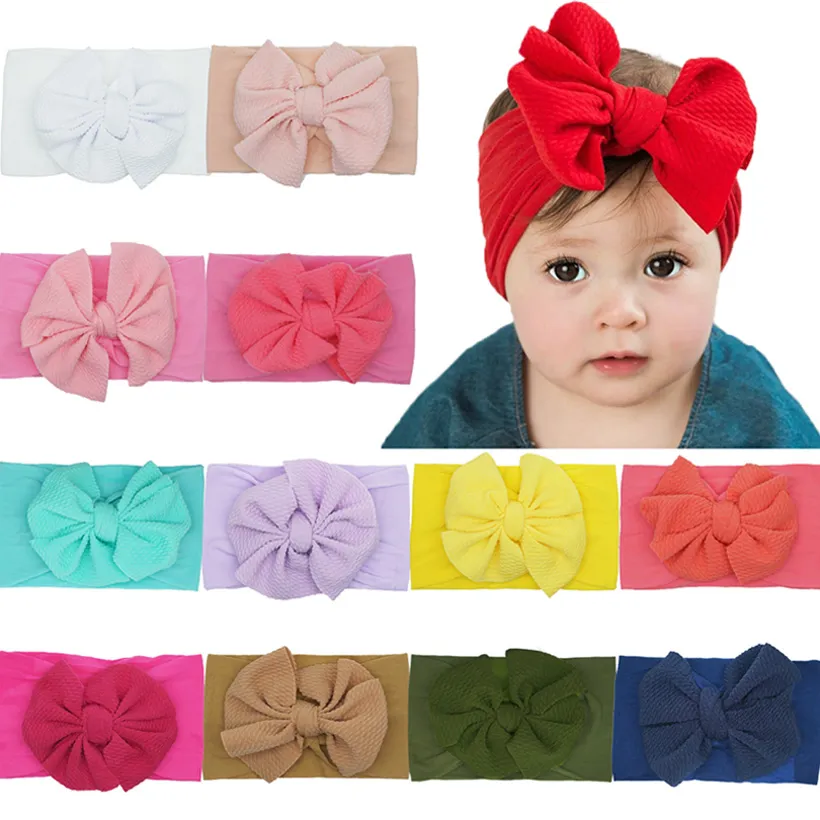 Accessori per capelli per bambini fasce per capelli appena nati cravatta a farfalla fascia per capelli fascia per capelli elastica chicco di mais nylon largo copricapo fascia per capelli morbida 16 colori