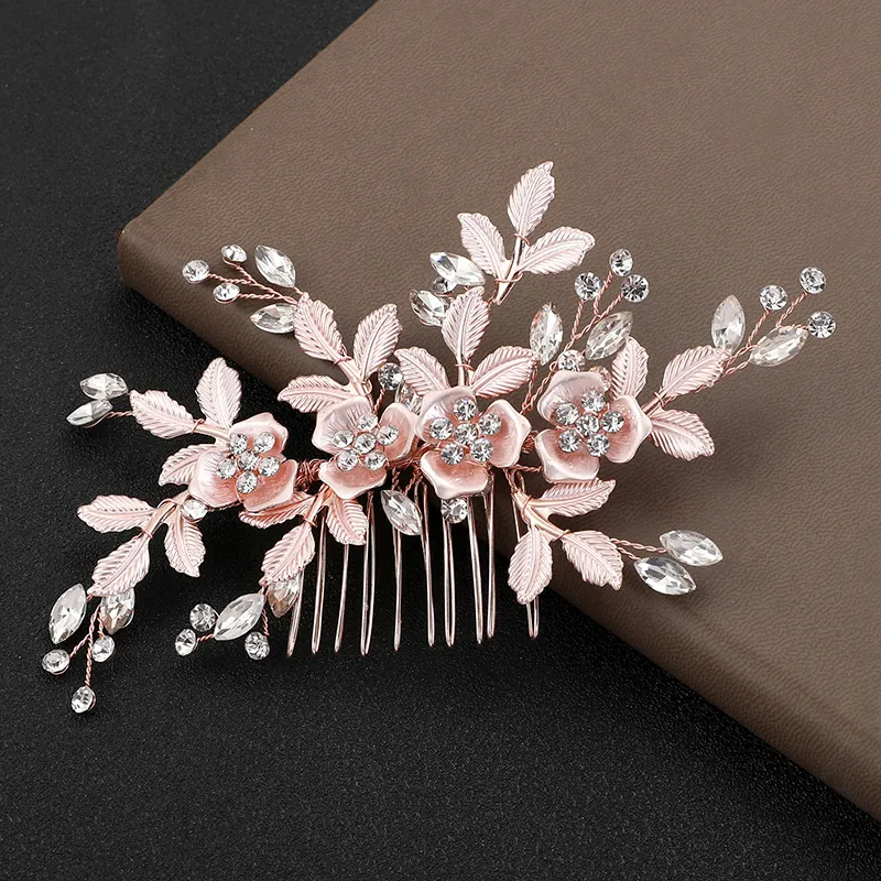 Rhinestone Flower Hairpin Comb Wedding Anniversary Party Banquet Amazon.com : Aimimier Flower Crystal French Hair Comb Luxury  main image 4