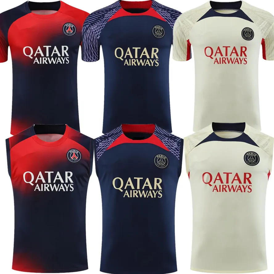 23 24 Hombres psgS Chándal de fútbol Jersey polo Barcelona Set Entrenamiento para adultos Camisetas de fútbol 2023 2024 París para hombre Camiseta sin mangas de manga corta