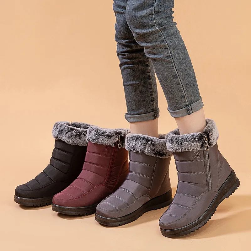 2024 Snow Boots Womans Cotton Shoes مقاومة للماء مريحة وعصرية أعلى نساء من San San K29