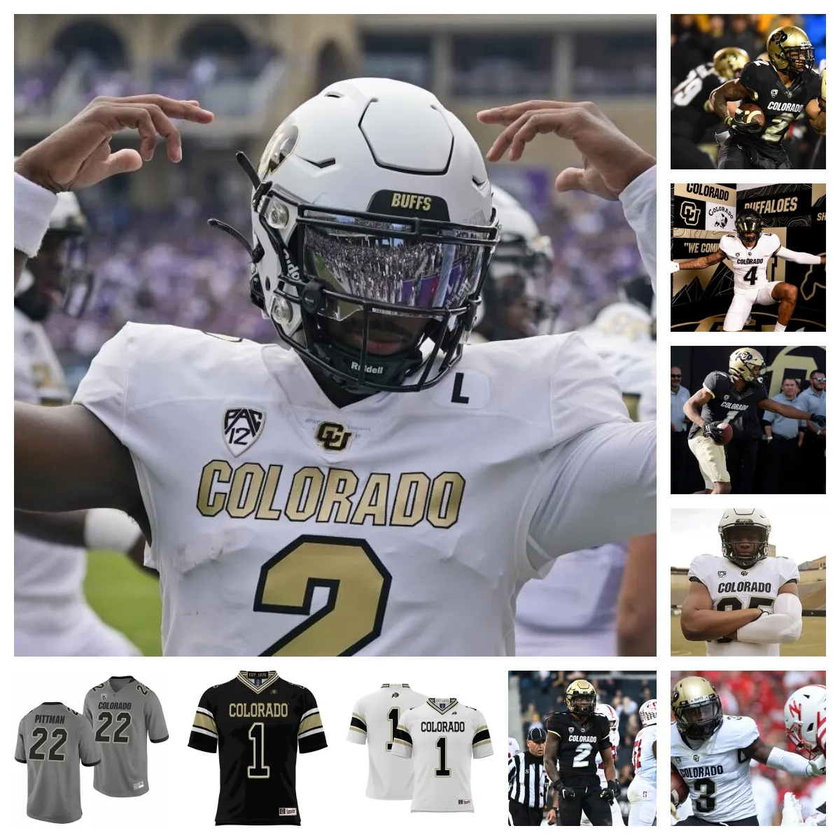 Colorado Buffaloes Football Jersey 12 Travis Hunter 1 Cormani McClain 13 Sav'ell Smalls 22 Demouy Kennedy 38 Brendan Gant 4 Travis