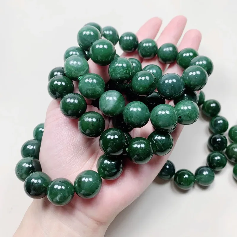 Natural hetian jade grande grânulo jasper pulseira 16mm ou mais natural jasper masculino e feminino jade pulseira