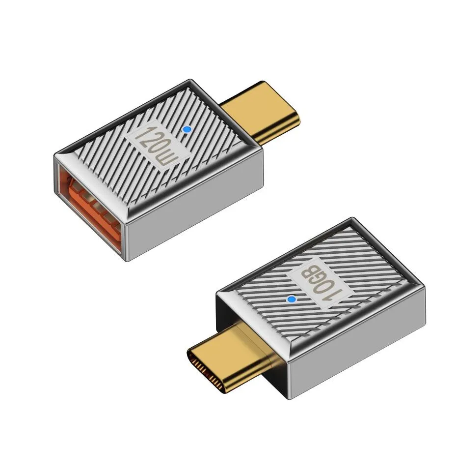Adattatore USB OTG 3.0 Da A Maschio A Type C Femmina – Ricarica Rapida 120W, 6A, Alluminio (Nero/Rosso/Argento)