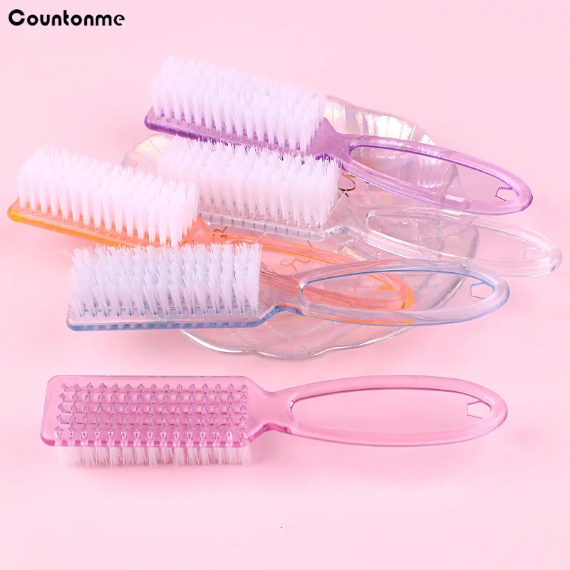 Brosses à ongles 30 pcs multifonctionnel clair longue poignée en plastique poignée brosse de nettoyage poussière poudre dissolvant gommage outils de manucure 230909