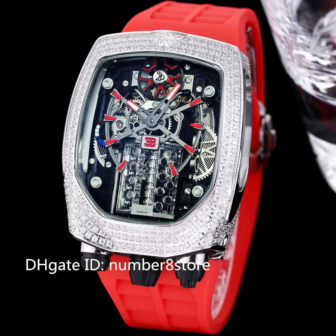 Luxury Chiron Tourbillon 16 Cylinder Engine Mens Watch Stainless