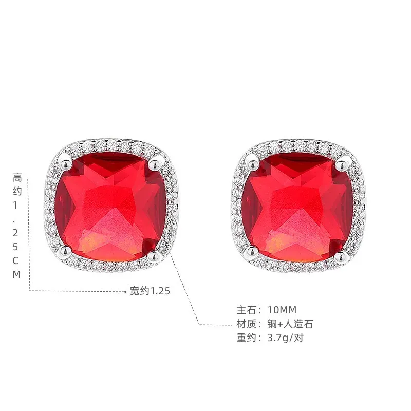 Bling Vierkante Oorbellen Studs Wit Vergulde Glanzende CZ Studs Oorbellen Leuk Cadeau voor Mannen Vrouwen