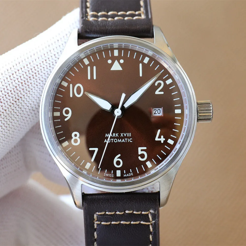 IWC Pilot s Watch Mark XVIII Automatic Men s Watch 40mm Stainless Steel Black Dial Brown Leather Strap