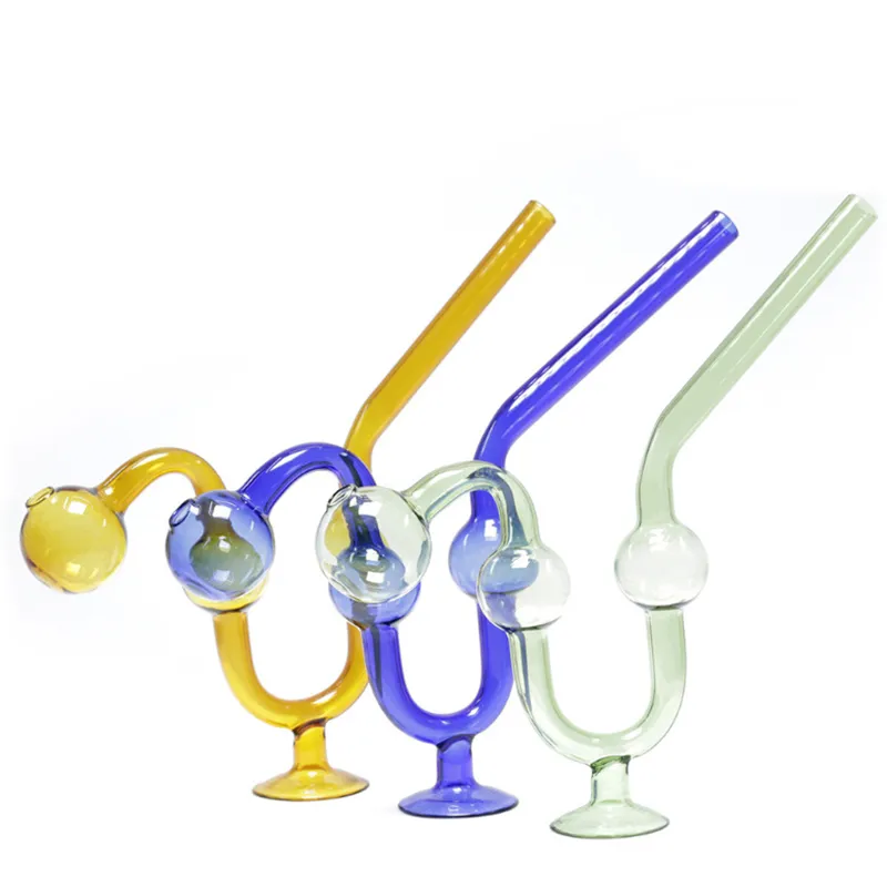 Gros verre eau Bong brûleur à mazout en forme de serpent tuyau de brûleur à mazout en verre avec équilibreur de base tuyaux à fumer à la main avec boule de 30mm