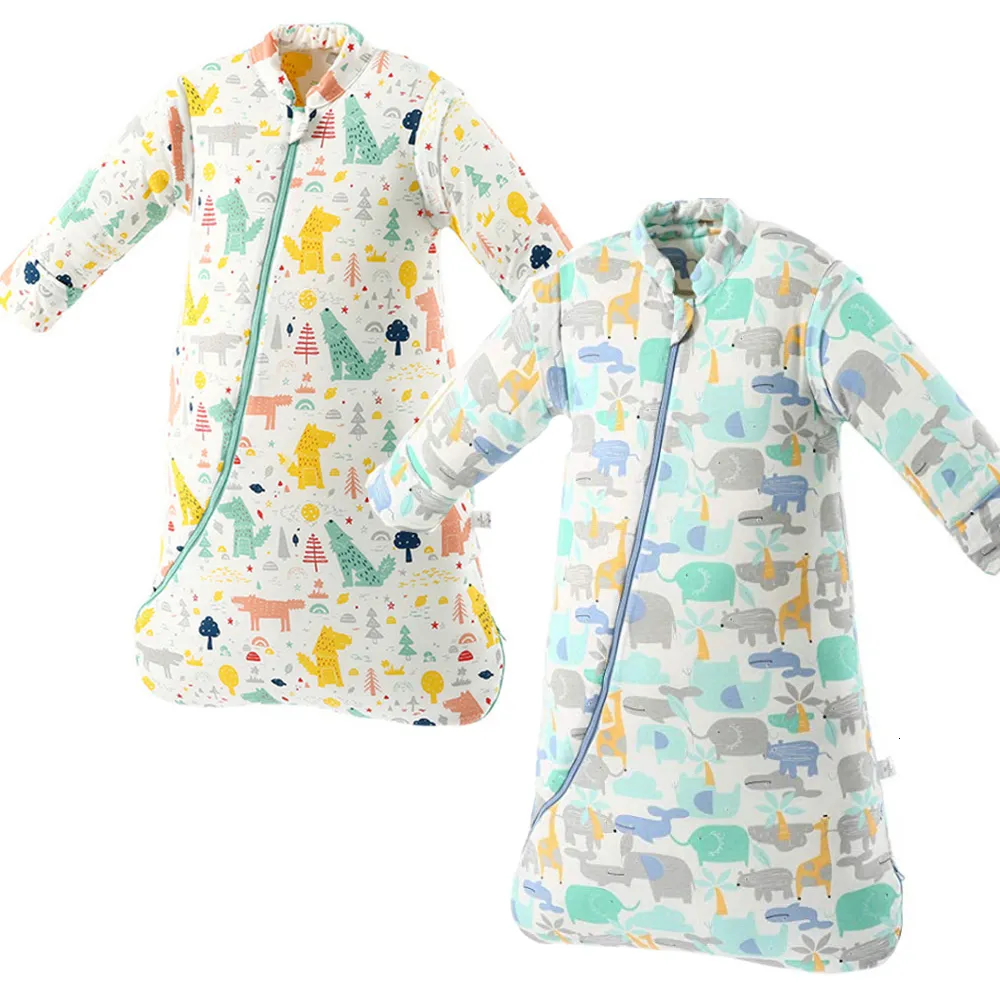 Uyku Tulumları Bebek Organik Çanta Çıkarılabilir Uzun Kollu Giyilebilir Battaniye Zarf Kış Sıcak Kızlar Erkek Kıyafetler Yatak Yorgan 230909
