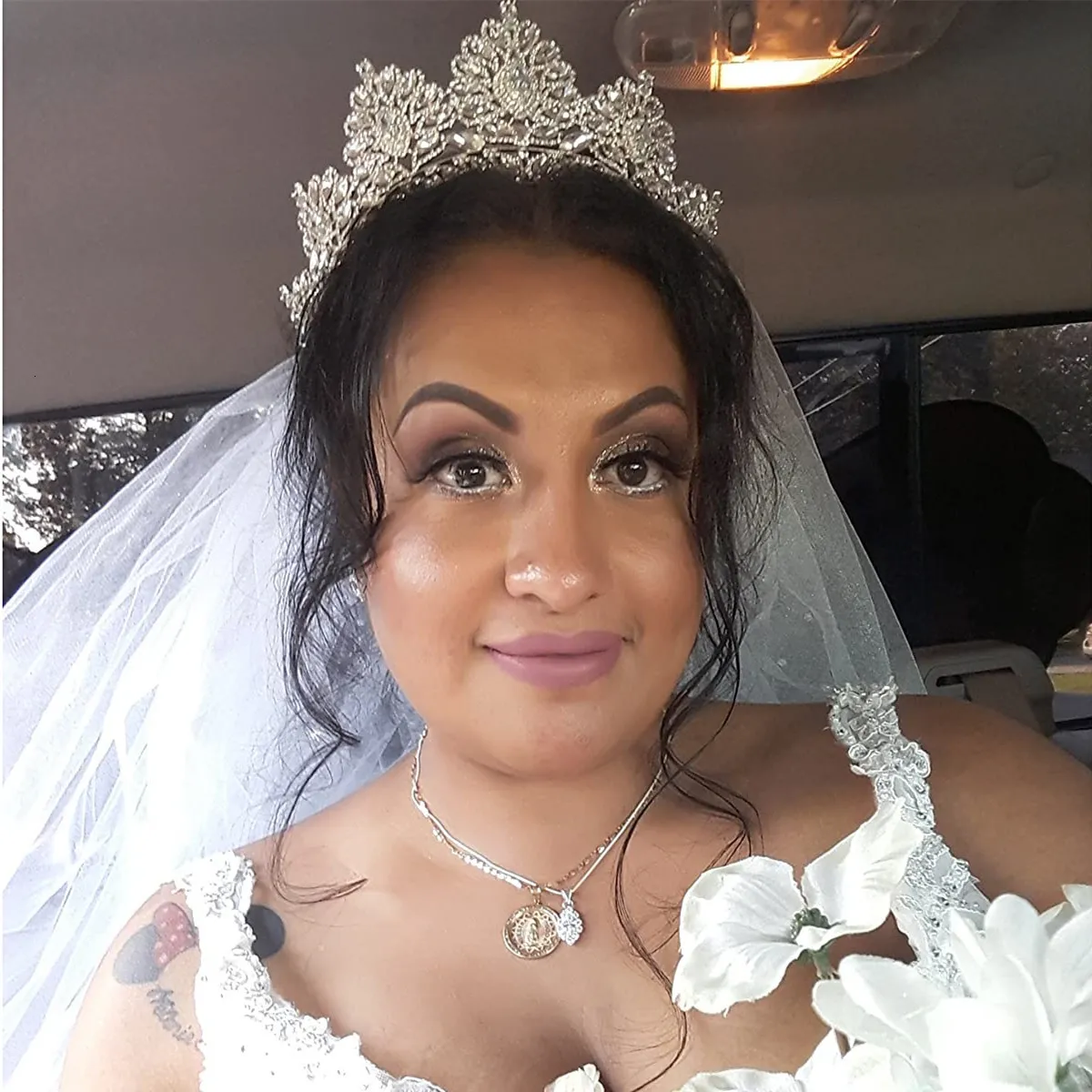 Diadème Mariage Princesse - Lot De 2 Serre-têtes Couronne Fleurs Avec Strass, Ajustable Pour Femme Et Fille