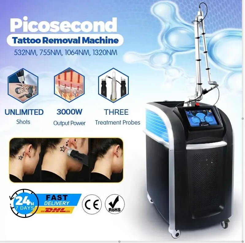 3500 watt Picolaser 532nm 755 nm 1064nm Picosecondo Nd Yag Laser Rimozione picow Tattoo Rimuovere la rimozione del pigmento sbiancare la rimozione delle lentiggini macchina di bellezza