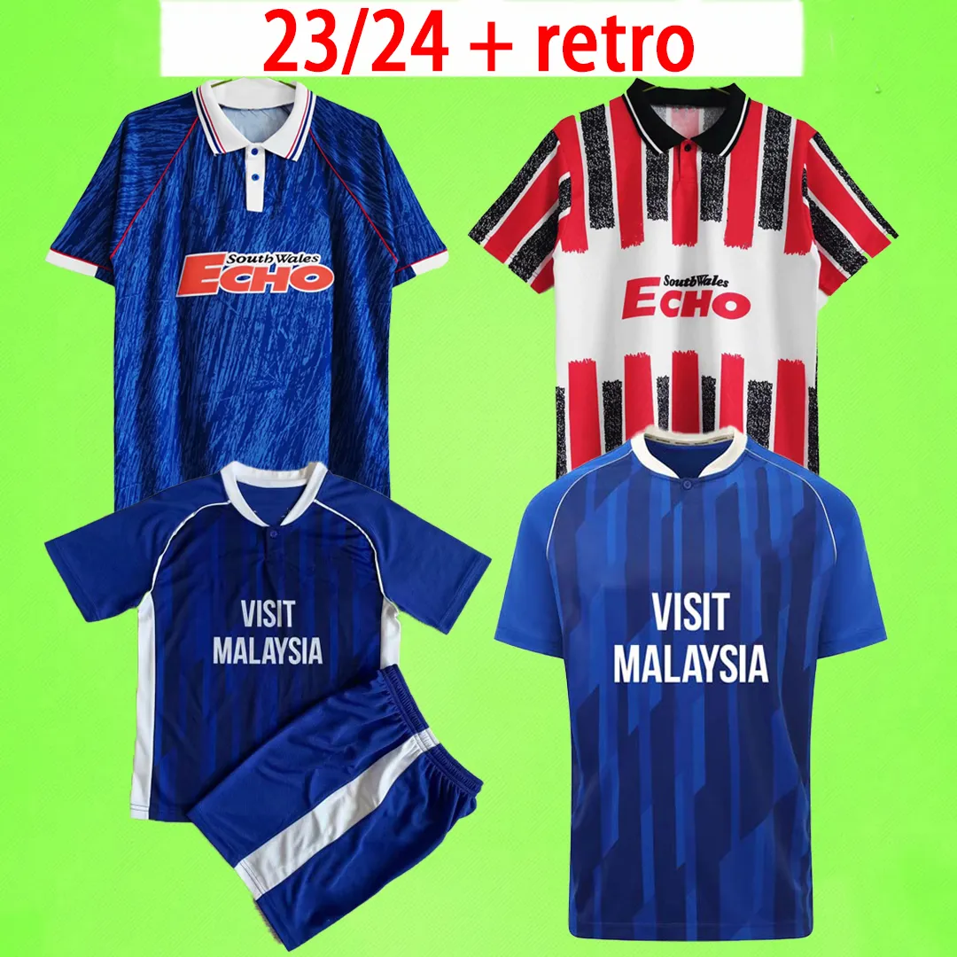 23 24 Cardiff Soccer Jerseys City Men Set Kids Kit Ramsey O'Dowda 2023 2024 Ralls Adams Wintle Sawyers Robinson Rinomhota 92 93 94 Football Shirt Boy Retro 1992 1993 1994