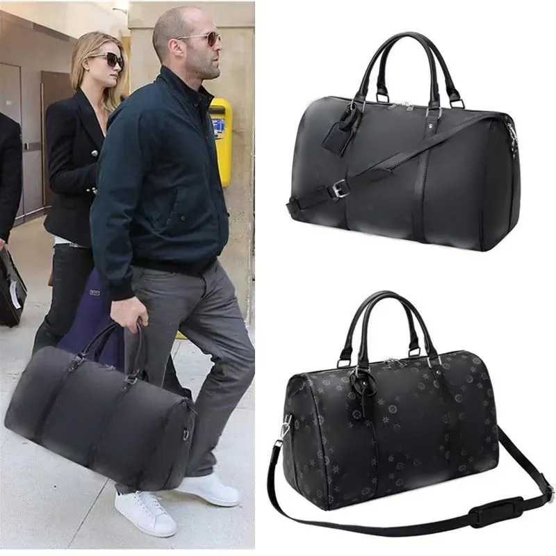 Bolsa de viagem masculina de luxo, bolsa de viagem de alta qualidade, 55 cm, em relevo, grande capacidade, à prova d'água, bolsa esportiva feminina