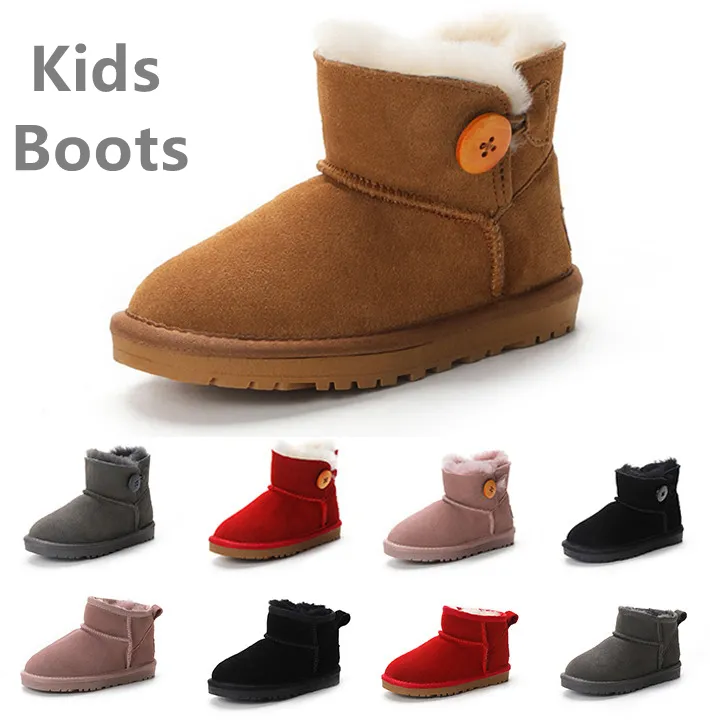 Kinderen Laarzen Over De Knie Kinderen Klassieke Mini Halve Sneeuwlaarzen Winter Strik Bont Pluizig Harig Satijn Enkel Kleuterschool PS Enfant Kind Kind Peuter Meisje Jongen Tod Booties