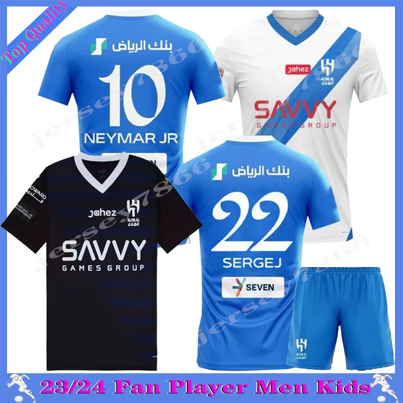 Neymar Jr Al HILAL 23 24 FC Jerseys de futebol NEVES SERGEJ KOULIBALY MALCOM MICHAEL Homens Kids Kit Al-HILAL uniformes 2023 2024 Futebol Shiirts Fans Versão do jogador