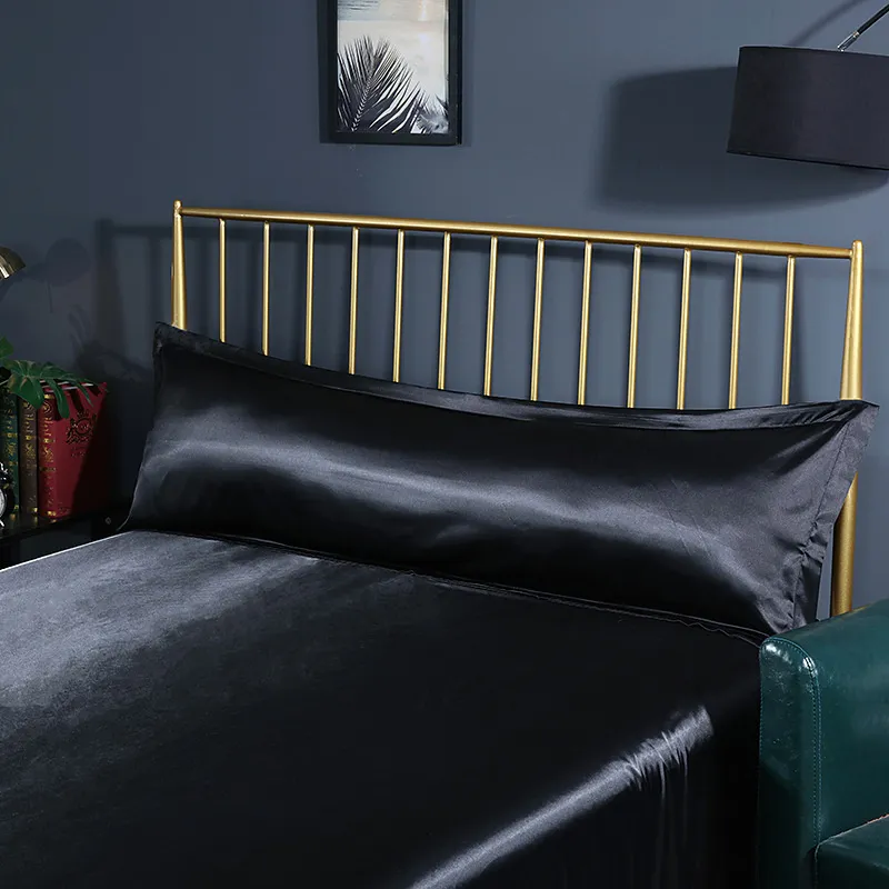 Taie d'oreiller longue en Satin doux, couleur unie, Double corps, pour chambre à coucher, 120 x 150 cm, 230909