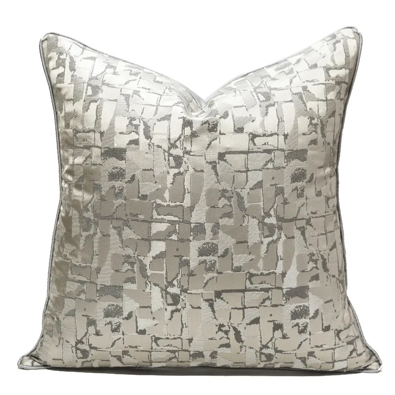 Taie d'oreiller 4545cmpetit plaid argent gris câlin taie d'oreiller lumière luxe jacquard housse de canapé mode coussin polyester décor à la maison 230909