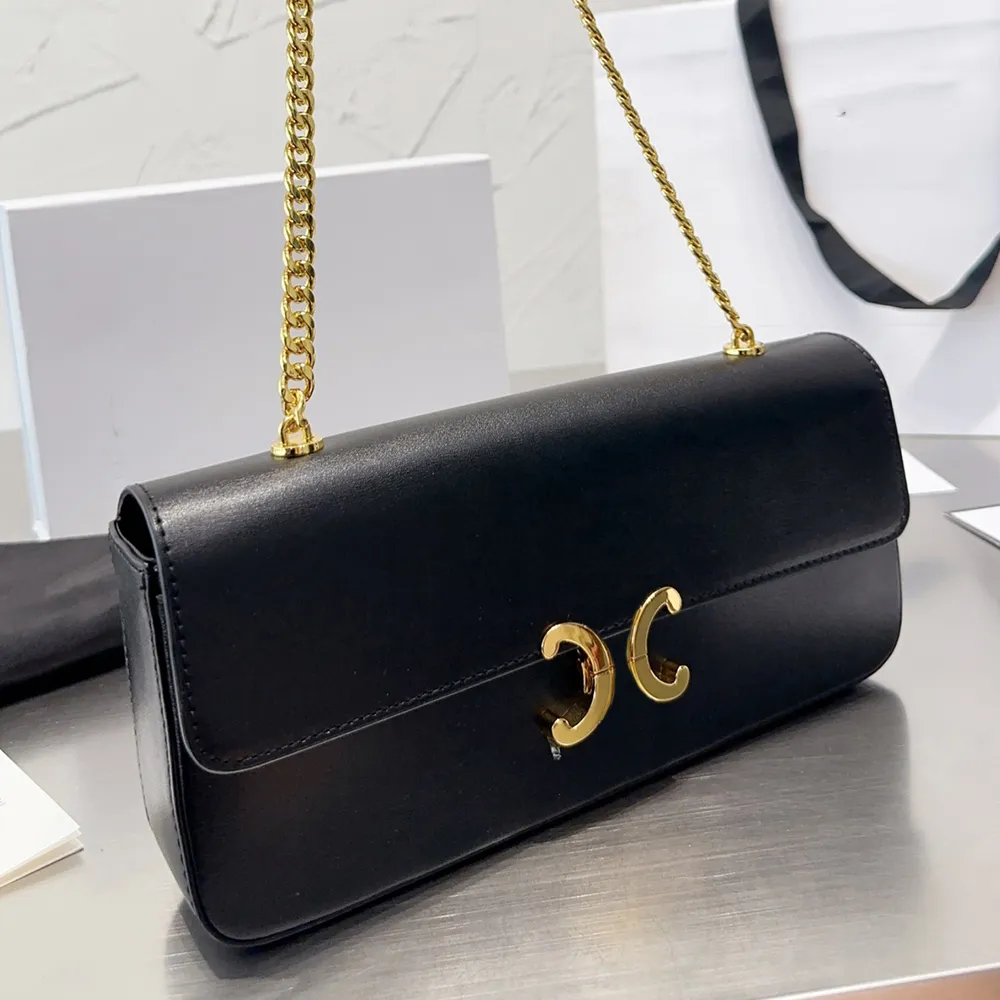 Designer Leather Chain Clutch Bag With Chain Strap Women's Shoulder Bag