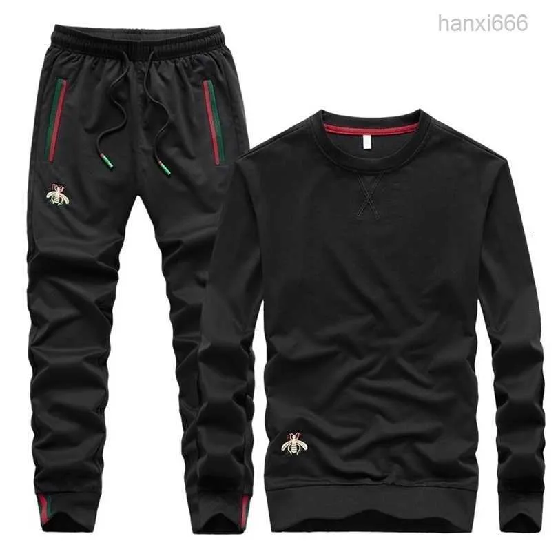 Trainingsanzüge Gestickte Mode Oneck Langarm Casual Anzug Trainingsanzug Männer Track Zwei Streetwear Gym Sweatsuit 220909