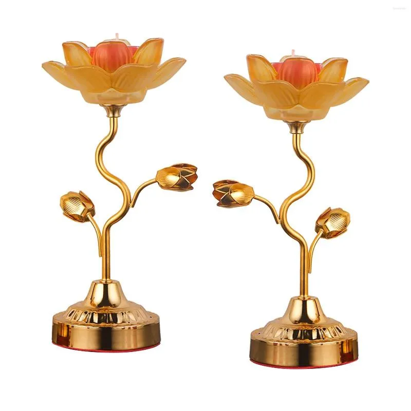 Ljushållare 2x Lotus Ghee Lamp Holder Elegant Tea Light Candleholder For Altar Wedding Table Centerpieces Desktop Festival