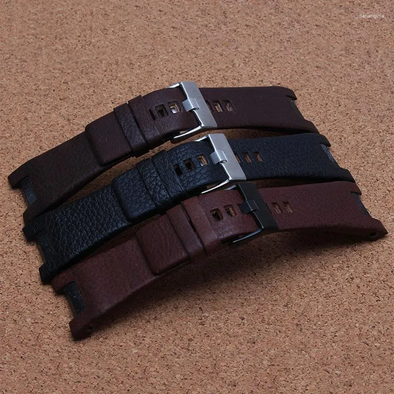 Bands de montre Hight Quality 32 17 mm cuir authentique avec une bracelet de montre en armure en acier inoxydable Men dédié Fit DZ4246 DZ1273B