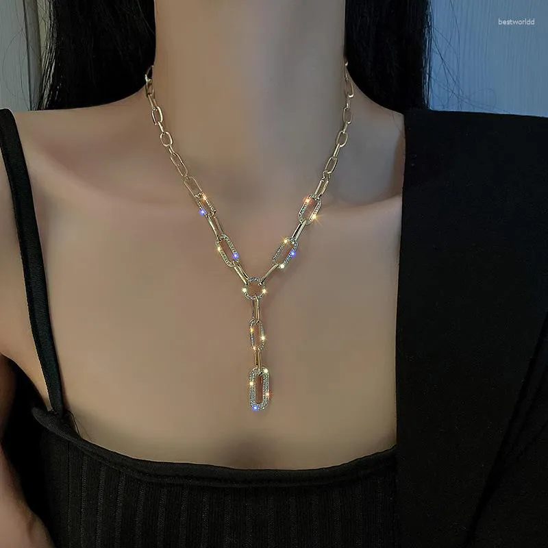 Hänge halsband ursprung sommaruttalande bling geometriskt ihåligt halsband för kvinnor mode rhinestone chokers smycken