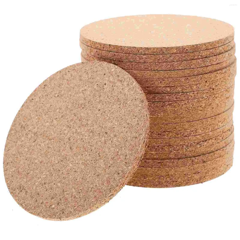 Table Mats 20pcs Round Cork Coasters Drink Cup Pad Heat-resistant For Desk