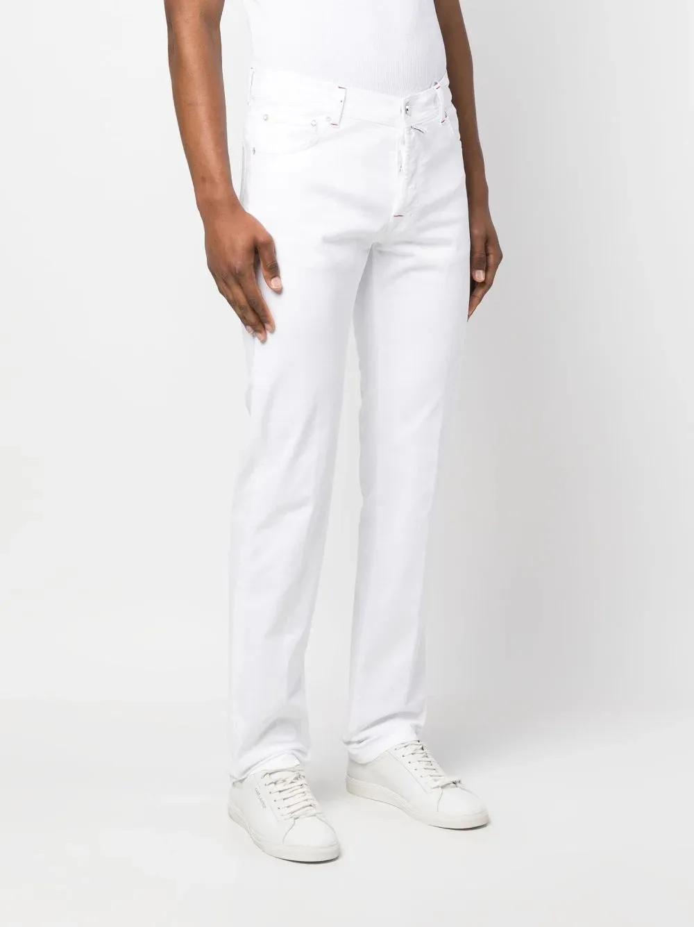 Jeans Heren Designer Kiton Middelhoge jeans met rechte pijpen Lente Herfst Verontruste lange broek voor mannen Nieuwe stijl witte denimbroek