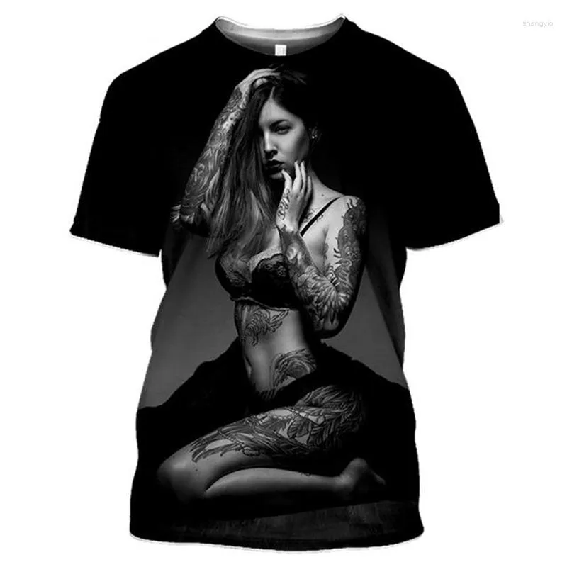 Herren-T-Shirts, sexy Tattoo-T-Shirt, lässig, O-Kragen, super Straße, lockerer Strand, Hip-Hop-Trend, alternative Persönlichkeit, kurze Ärmel