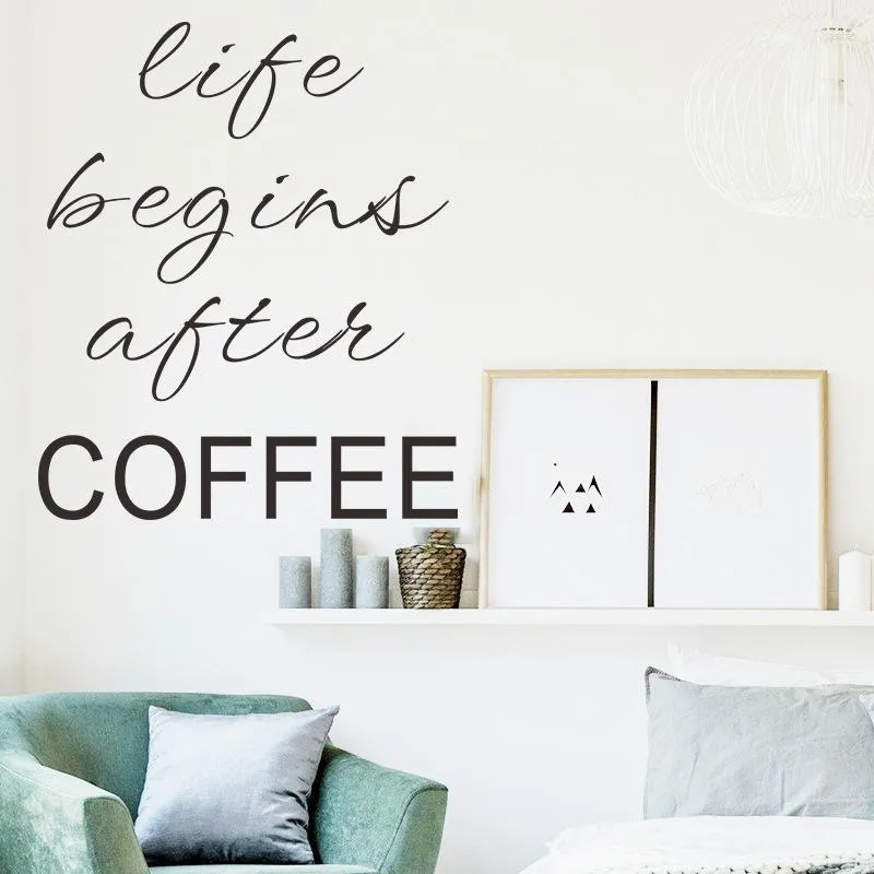 Wall Stickers Creative English Slogan Coffee Home Living Room Art Decals Poster Modern Bedroom Wallpaper Decor