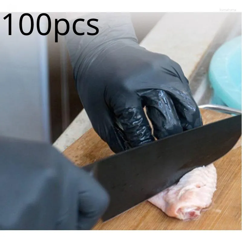 Disposable Gloves 100pcs Nitrile Kitchen Latex Laboratory Protective Household Cleaning Black PVC