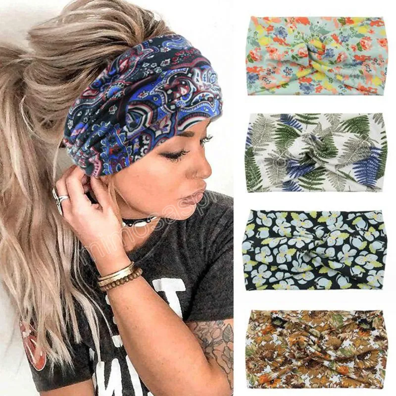 Nouveau bandeau de mode pour les femmes noeud croisé fleur léopard Turban sport bandeau de cheveux automne accessoires de cheveux