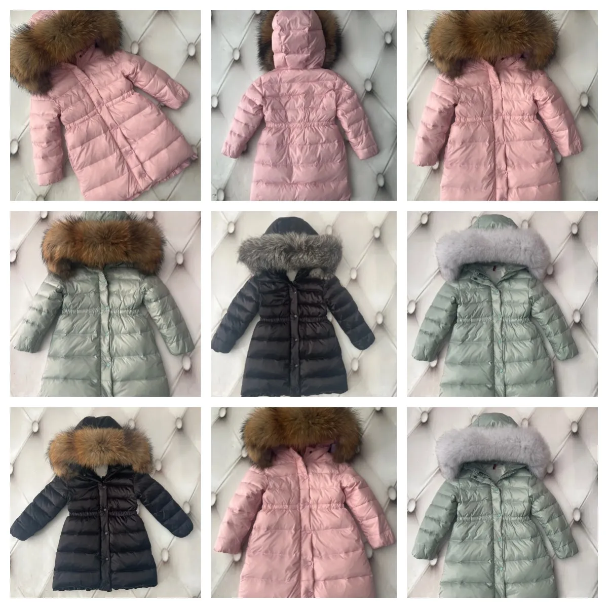 Piumini firmati per bambini Piumini Piumini Cappotti per bambine ragazzo imbottito trench rosa cappotti firmati pelliccia di volpe con cappuccio invernale caldo piumino d'anatra antivento abbigliamento per bambini