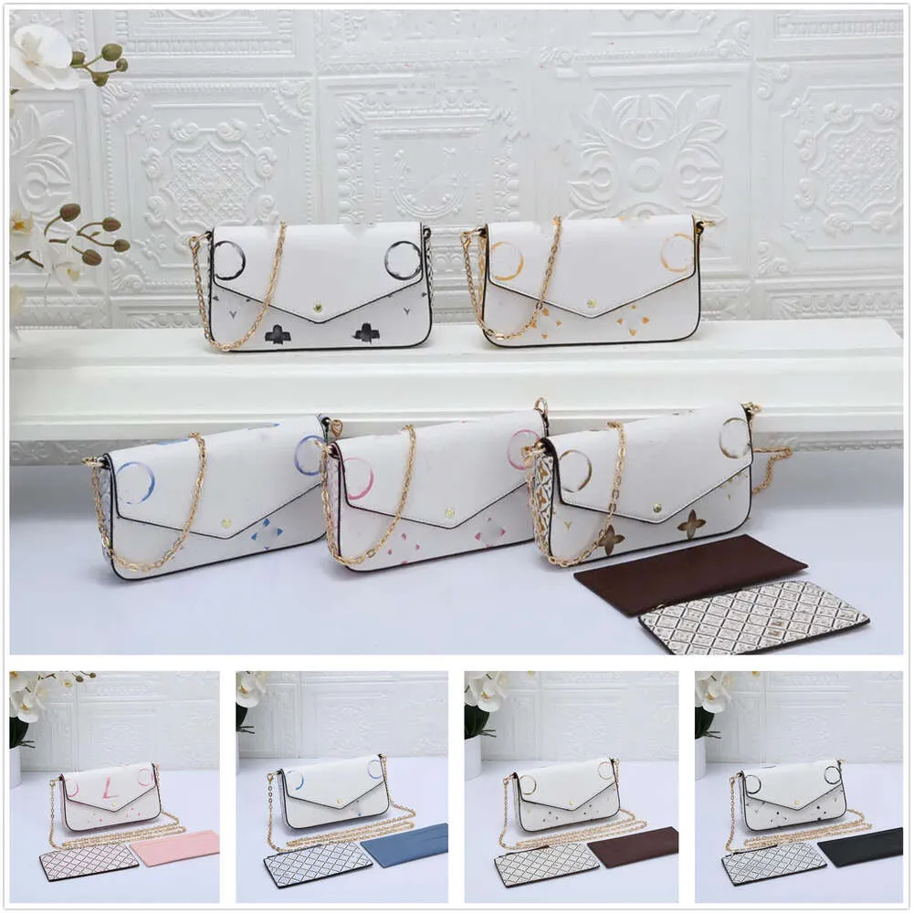 Luxury Designer Bag 3PC Felicie Purse Leather Holder Shoulder Bags Handväskor Kort Koppling Messenger CrossBodys plånbok Nya fritidsmodehandväskor