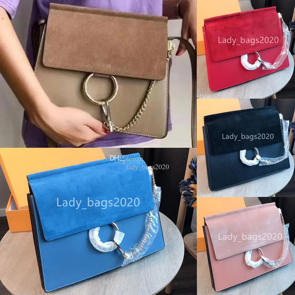 Novo clássico ladys camurça corrente bolsa círculo anel sacos de ombro feminino designer luxo aleta corrente saco crossbody senhora bolsas mensageiro bolsa