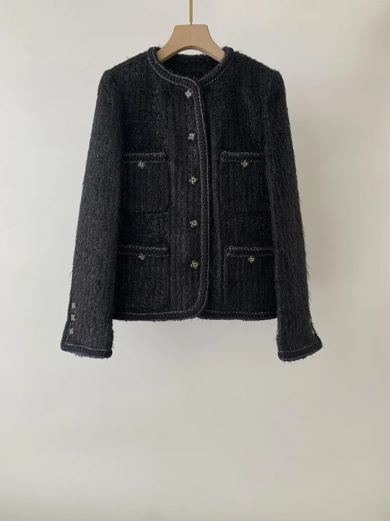 Vestes pour femmes automne et hiver manteau en Tweed avec fil de plumes tempérament doux