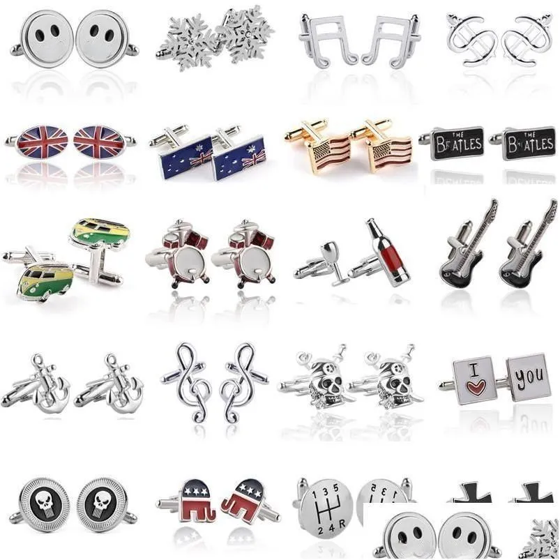 Cuff Links Fashion Man Cufflink Designer Jewelry Funny Alloy Skl Anchor Snowflake Elephant Innovative Sier Black Gold Cufflinks Shir Dhye4