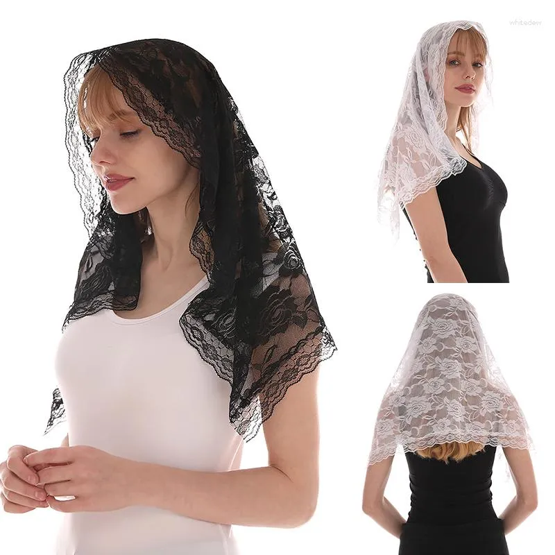 Schals Ankunft Spitze Blume Schal Atmungsaktive Gaze Kopftuch Hochzeit Schleier Bogen Einfarbig Mantilla Frauen