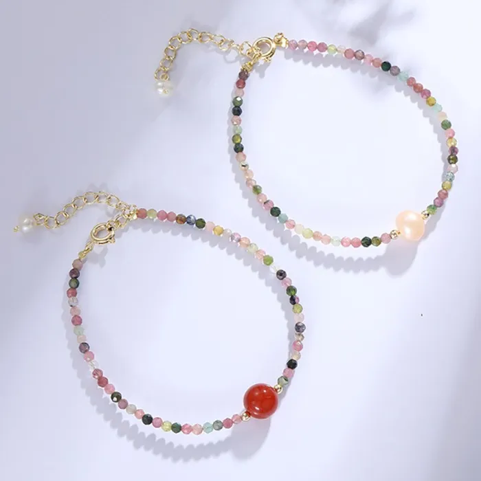3 mm Naturstein-Turmalin-Armband, natürliche Edelstein-Perlen, verstellbare Mini-Perlen-Armreifen für Damen, Modeschmuck