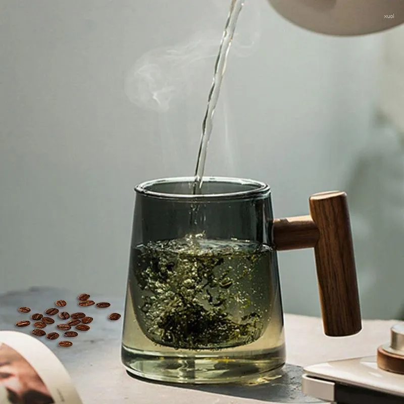 Pots à café PARACITY manche en bois tasses en verre tasse à thé transparente pour ensemble de tasses de résistance à haute température