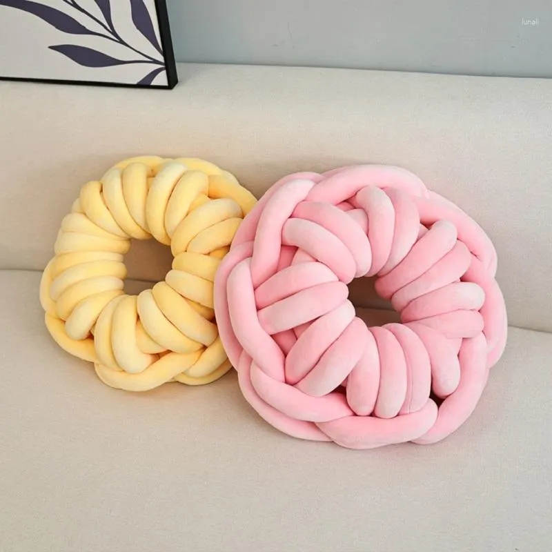 Pillow Inyahome Handmade Round Doughnut Knotted Decorative Throw Pillows For Home Bed Room Couch Decor Office Sofa