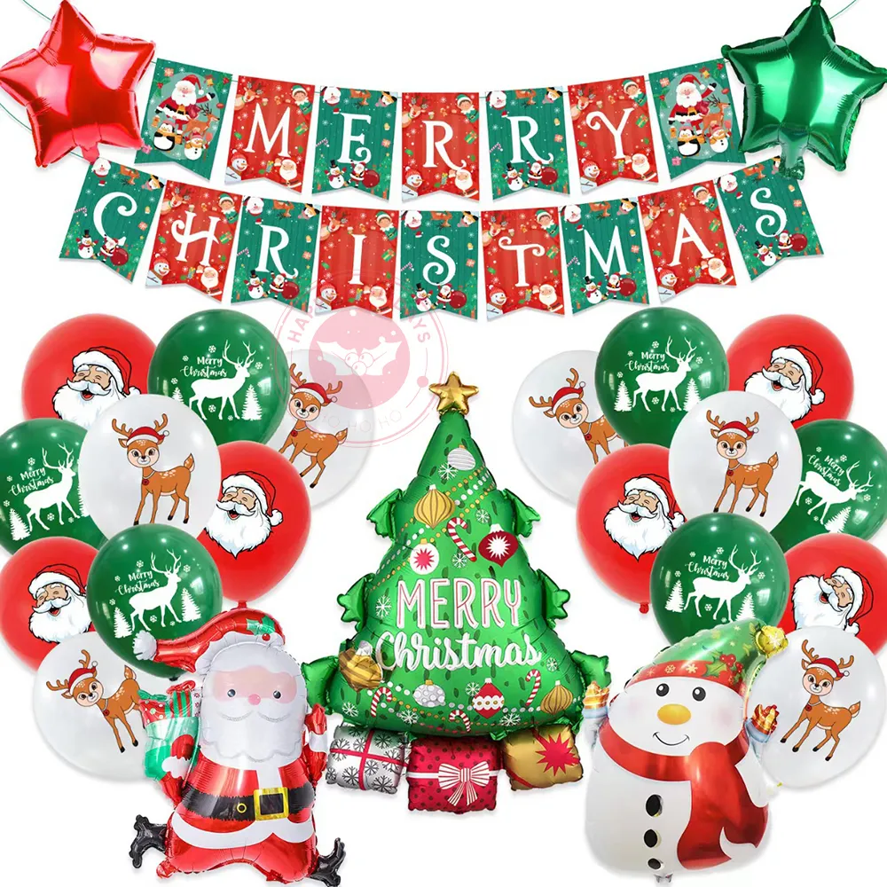 Decorazioni natalizie Decorazioni natalizie Vestito Lettera Bandiera Tirando pupazzo di neve Babbo Natale Palloncini Albero di Natale Palloncino in alluminio Decorazioni per festival 230911