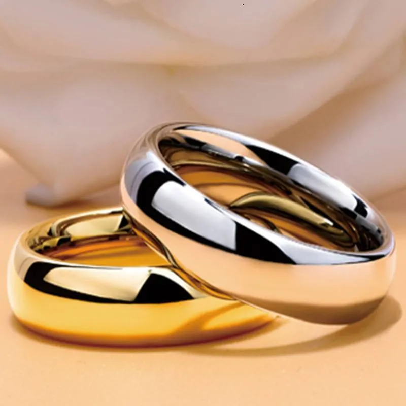 Anéis de casamento Juchao suave aço inoxidável casal anéis simples 6mm mulheres homens jóias presentes de noivado 230909