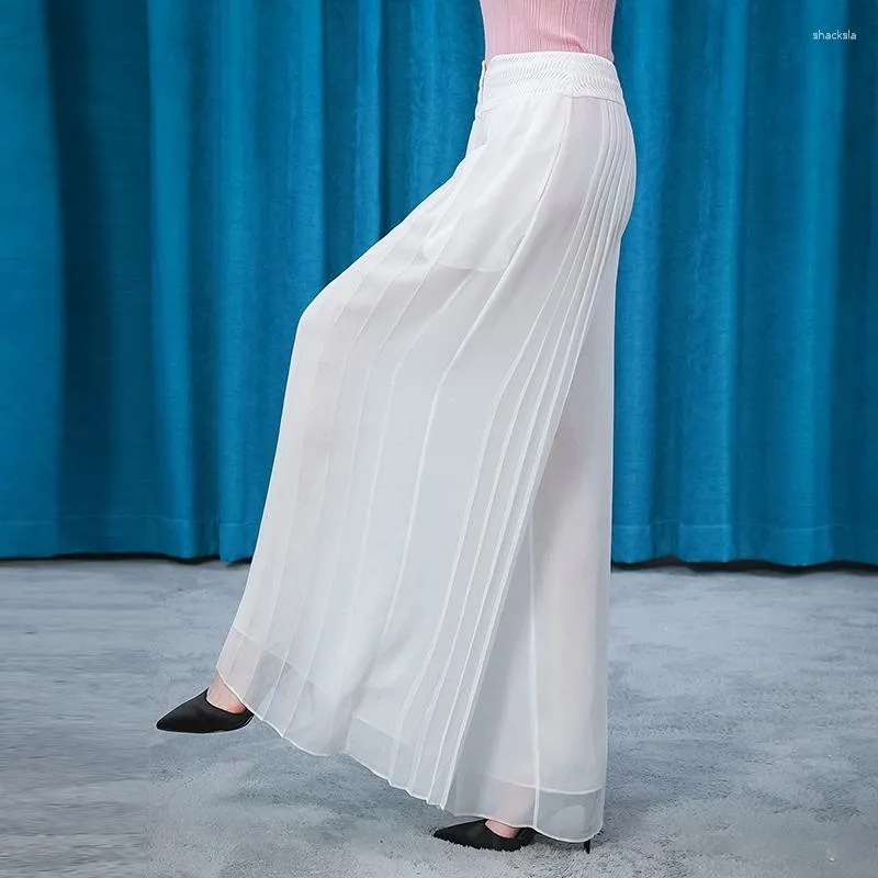 Silk georgette wide-leg pants
